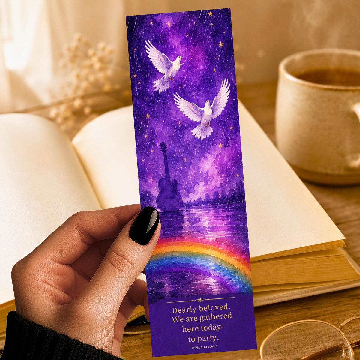 Purple Rain Bookmark | Dearly Beloved | LGBTQIA | Music Lover | Doves | Rainbow | Prince