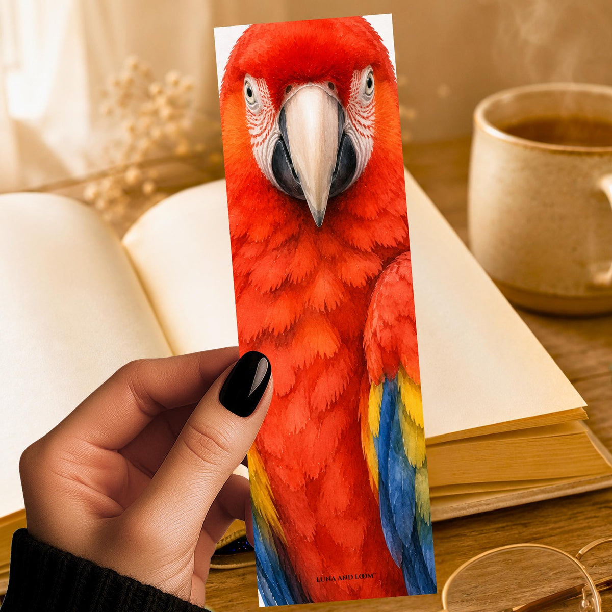 Macaw Bookmark | Realistic Bird Portrait | Watercolor Picture