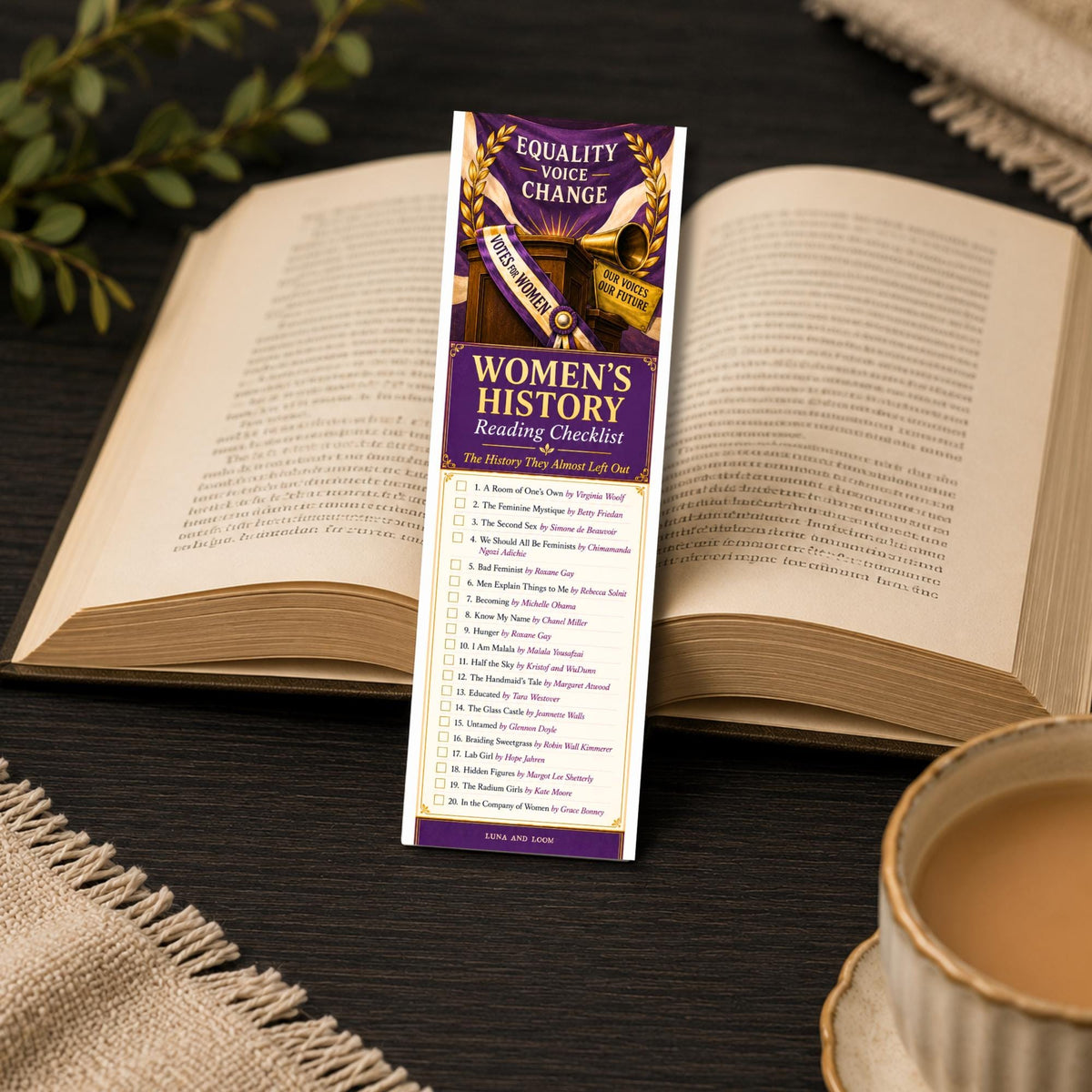 Women’s History Reading Checklist Bookmark | Feminist Book List | Women’s Literature Gift | Literary | Book Lover