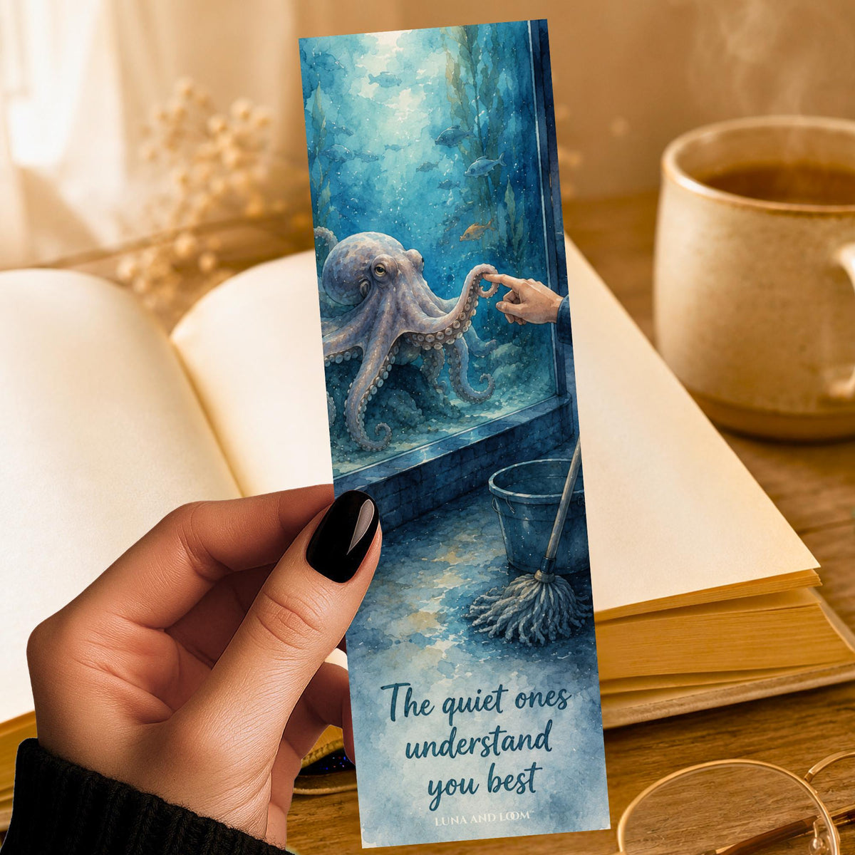 Aquarium Friendship Bookmark | Gentle Fiction Reader Gift | Octopus Connection Page Marker | Quiet Wonder Book Lover Gift