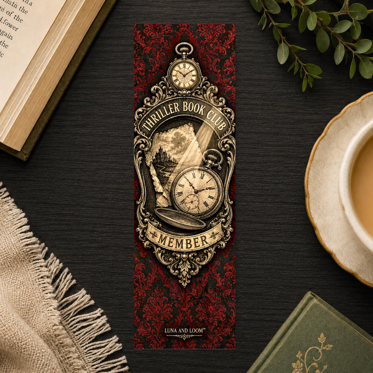 Thriller Book Club Member Bookmark | Pocket Watch Gift | Badge Page Marker | Book Club Gift