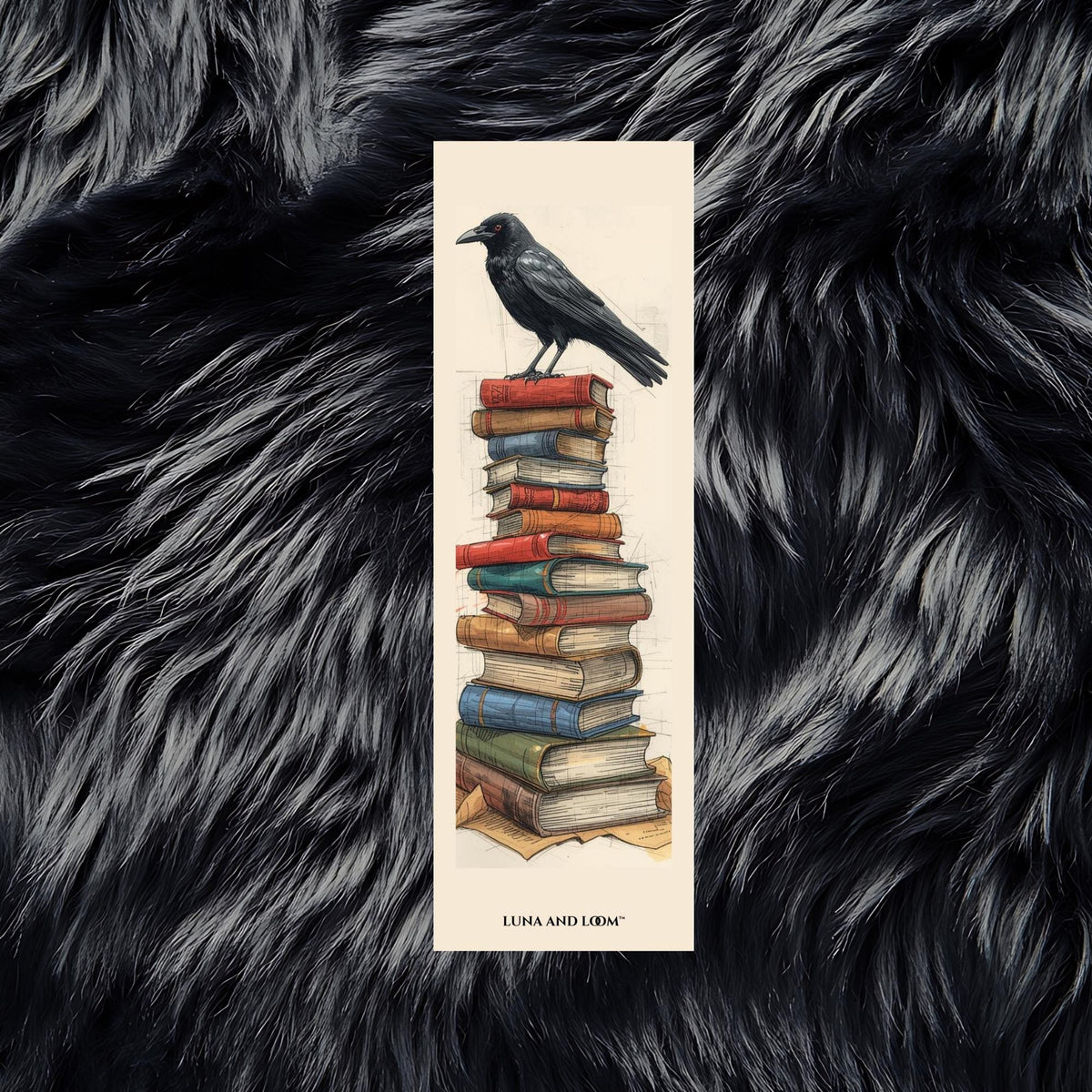Crow & Books Bookmark | Dark Academia | Raven Reader Gift | Gothic Literary Bookmark | Book Love | Luna And Loom