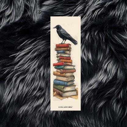 Crow & Books Bookmark | Dark Academia | Raven Reader Gift | Gothic Literary Bookmark | Book Love | Luna And Loom