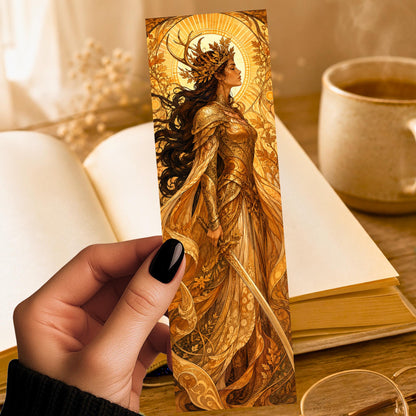 Warrior Sun Halo Bookmark | Fantasy Art Nouveau Gift | Radiant Warrior Page Marker | Fantasy Book Gift