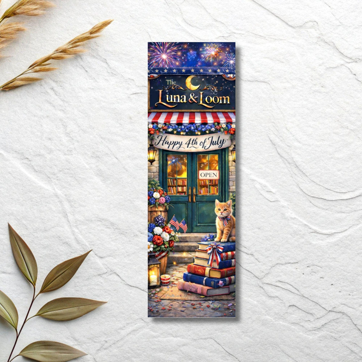 4th of July Bookmark Gift — Independence Day Book Lover Gift — Patriotic Fireworks Bookmark — Red White Blue Reader Gift