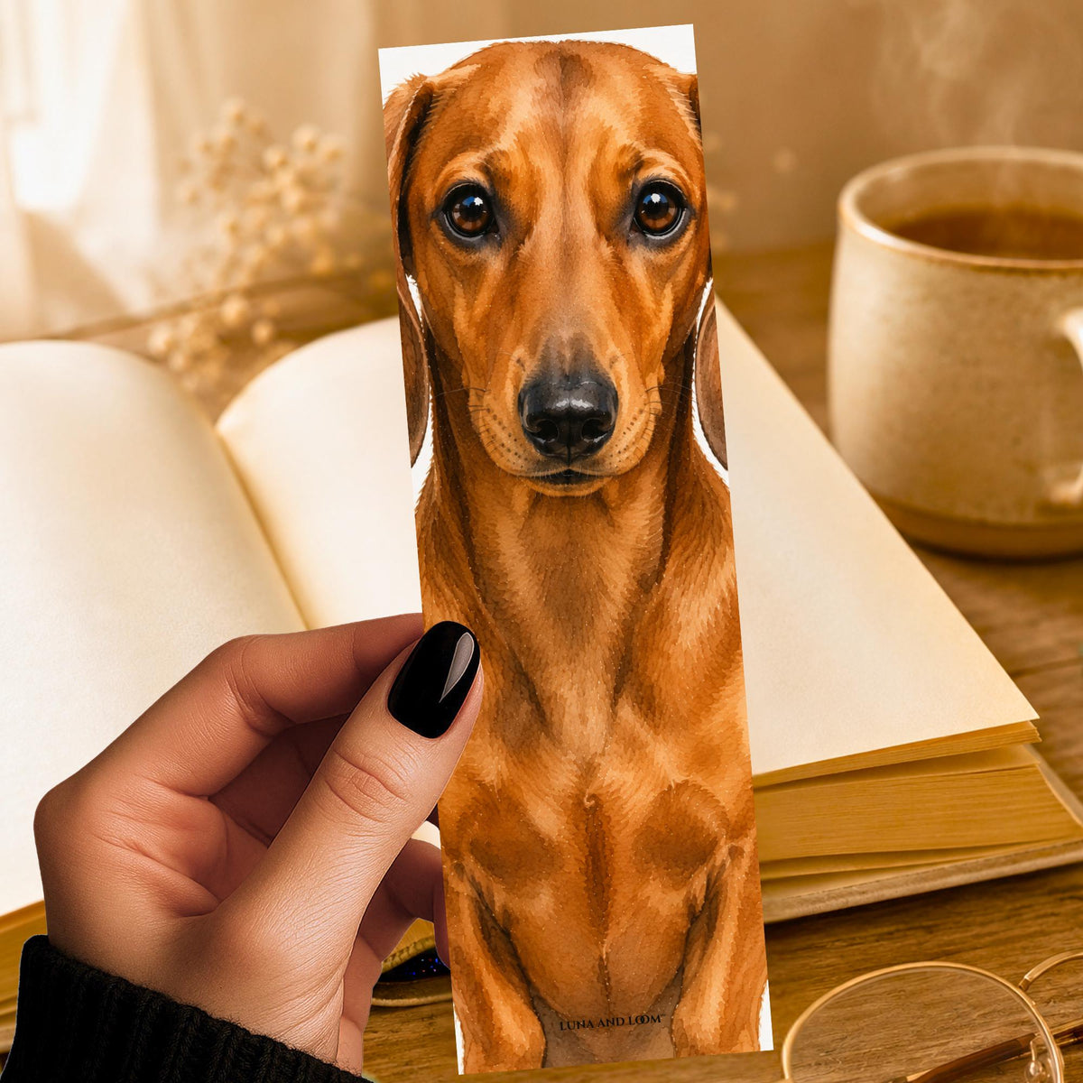 Dachshund Bookmark | Realistic Dog Portrait | Watercolor Pet Bookmark