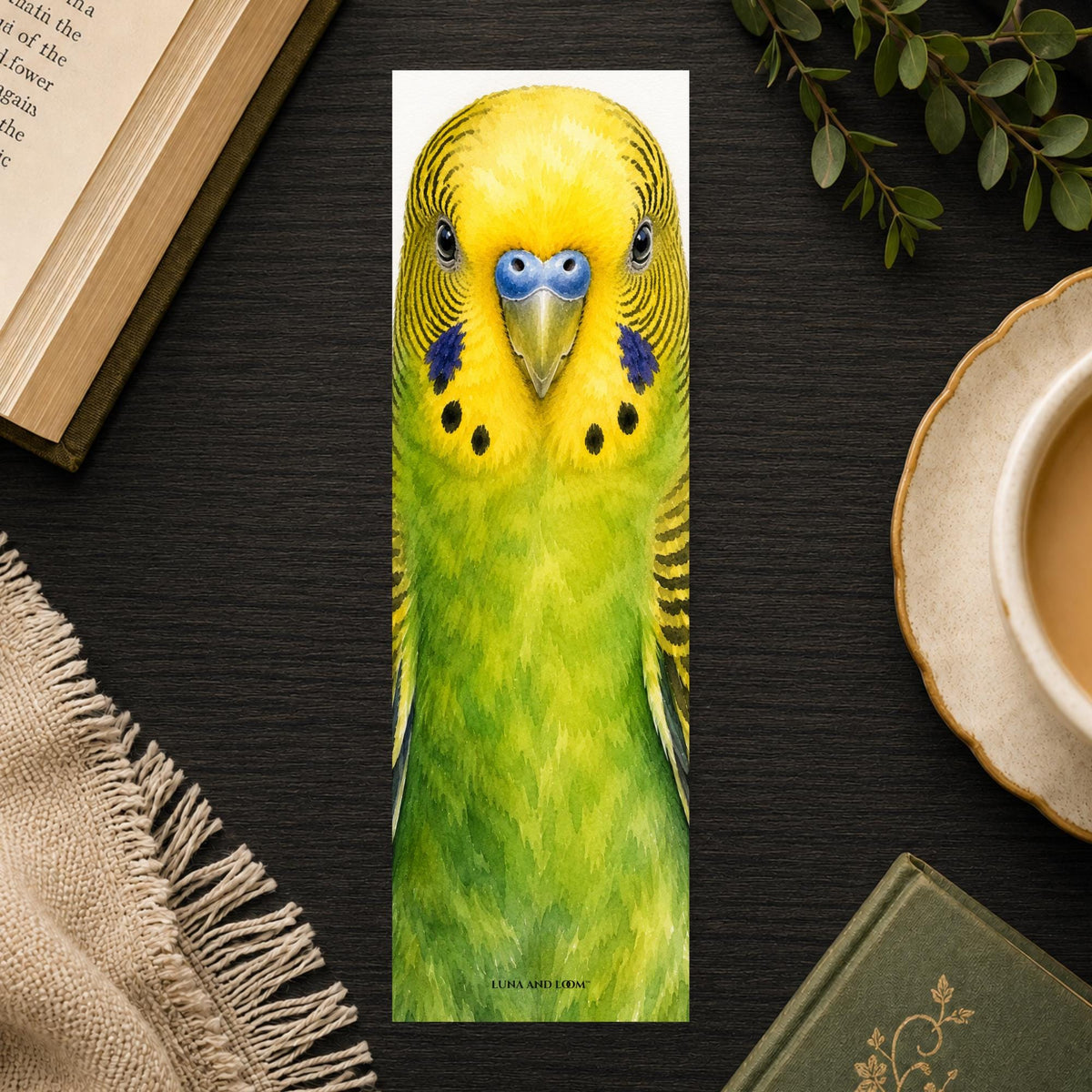 Budgie Bookmark | Realistic Bird Portrait | Bird Lover | Watercolor Picture | Budgerigar