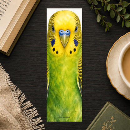 Budgie Bookmark | Realistic Bird Portrait | Bird Lover | Watercolor Picture | Budgerigar