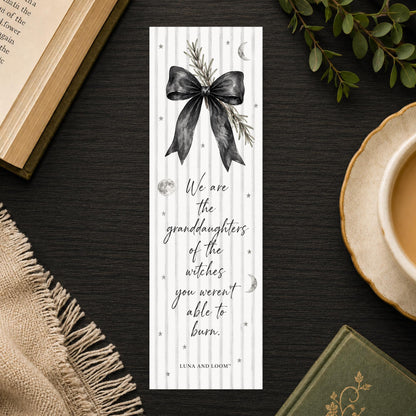 Granddaughter of Witches Bookmark | Witchy Feminist Gift | Black Bow Page Marker | Witchy Reader Gift