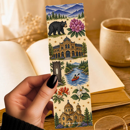 Asheville, North Carolina Bookmark | Cross Stitch Print | Blue Ridge Mountains | Western NC