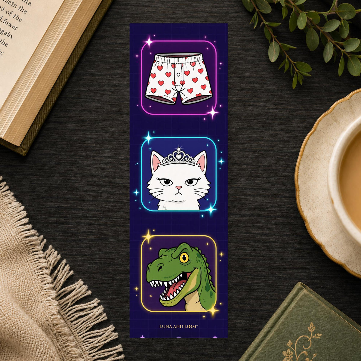 Dungeon Loot Trio Bookmark | LitRPG Icon Gift | Colorful Doodle Page Marker | Gamer Book Lover Gift