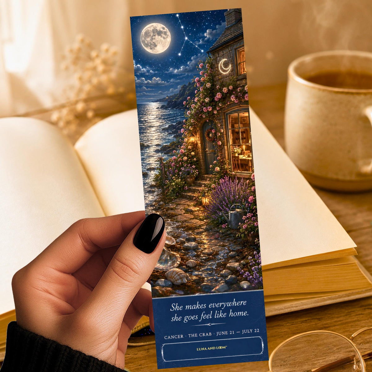 Cancer Zodiac Bookmark | Crab Constellation Art | Water Sign Literary Gift