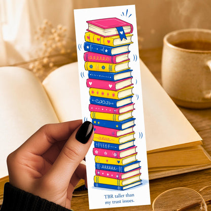 TBR Taller Than Trust Issues Bookmark | Funny Reader Bookmark | Bright Colorful Book Gift | BookTok Present