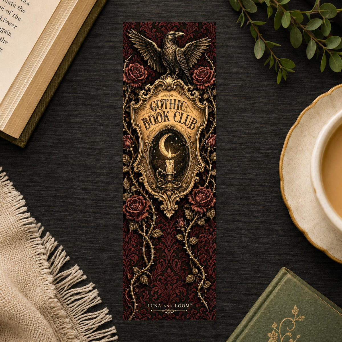 Gothic Book Club Bookmark | Dark Academia Gift | Raven Badge Page Marker | Gothic Reader Gift