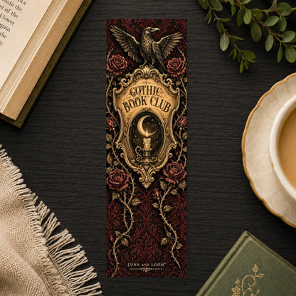 Gothic Book Club Bookmark | Dark Academia Gift | Raven Badge Page Marker | Gothic Reader Gift