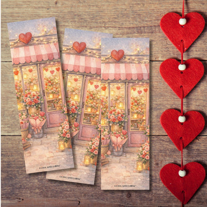 Valentine's Day Floral Storefront Bookmark | Beautiful Watercolor | Hearts Bookish Gift