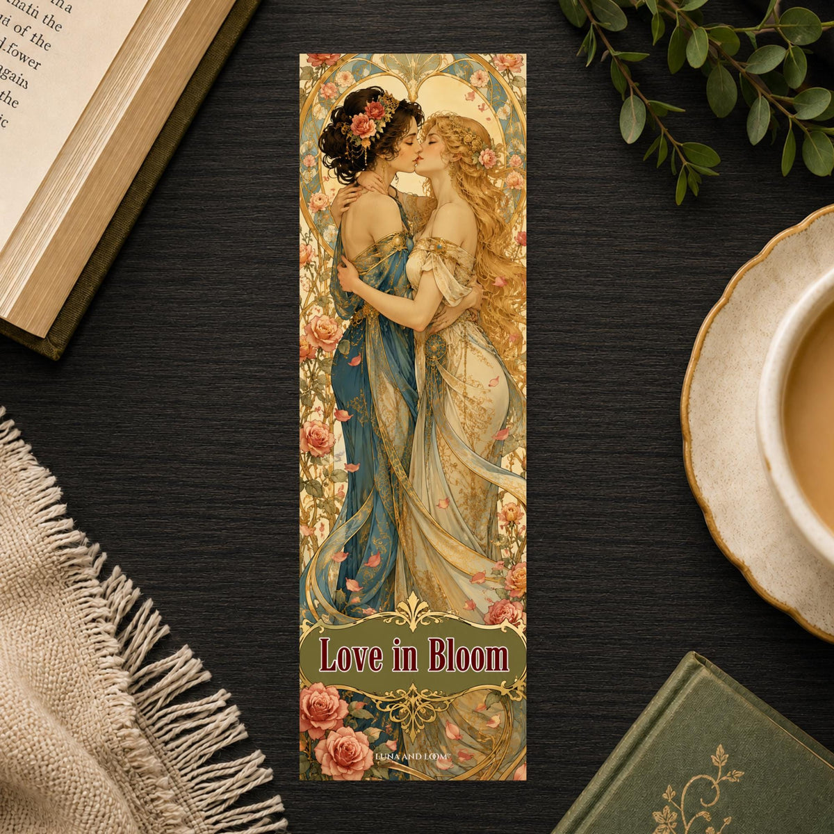Sapphic Tendencies Bookmark | Art Nouveau Romance Trope Gift | Queer Reader Page Marker | WLW