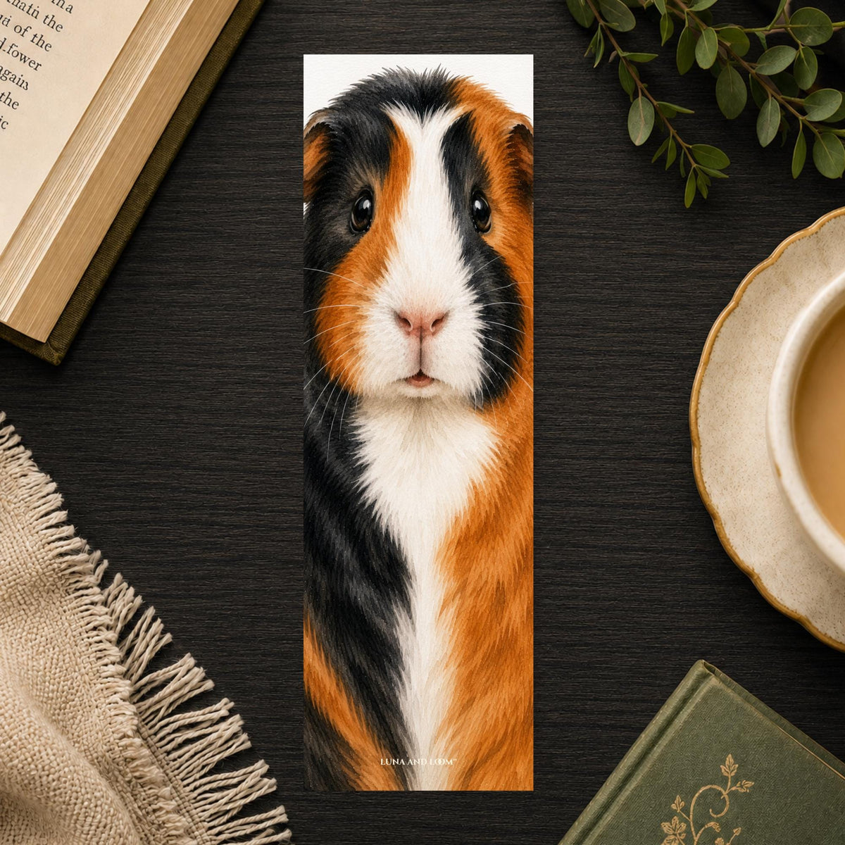Smooth Guinea Pig Bookmark | Realistic Small Pet Portrait | Watercolor Pet