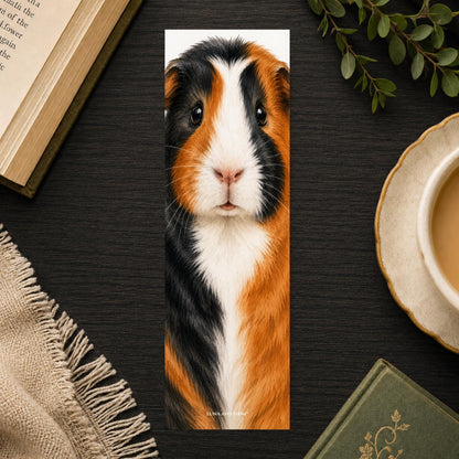 Smooth Guinea Pig Bookmark | Realistic Small Pet Portrait | Watercolor Pet