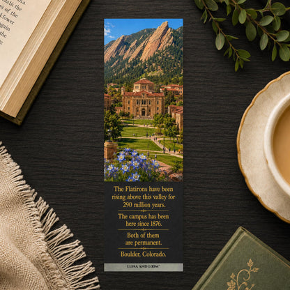 College Town Bookmark | Boulder, Colorado | Norlin Quadrangle | Flatirons | Italianate Architecture | Alumni
