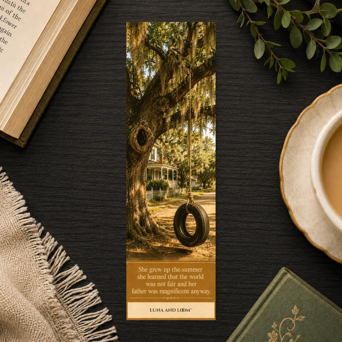 To Kill A Mockingbird Bookmark | Southern Summer | Oak Trees | Tire Swing | Reader Gift | Literary Classic