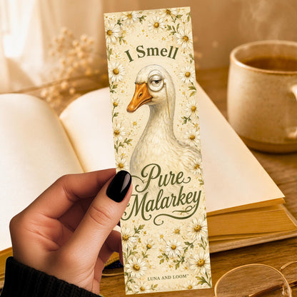 Pure Malarkey Bookmark | Funny Goose Gift | Silly Phrase Page Marker | Book Lover Gift