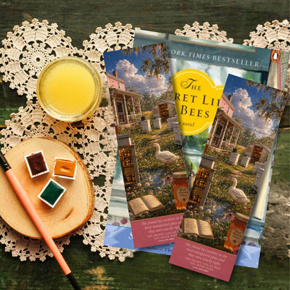 Secret Life Bookmark | Bees | Literary Gift | Pink House | Honey Scene