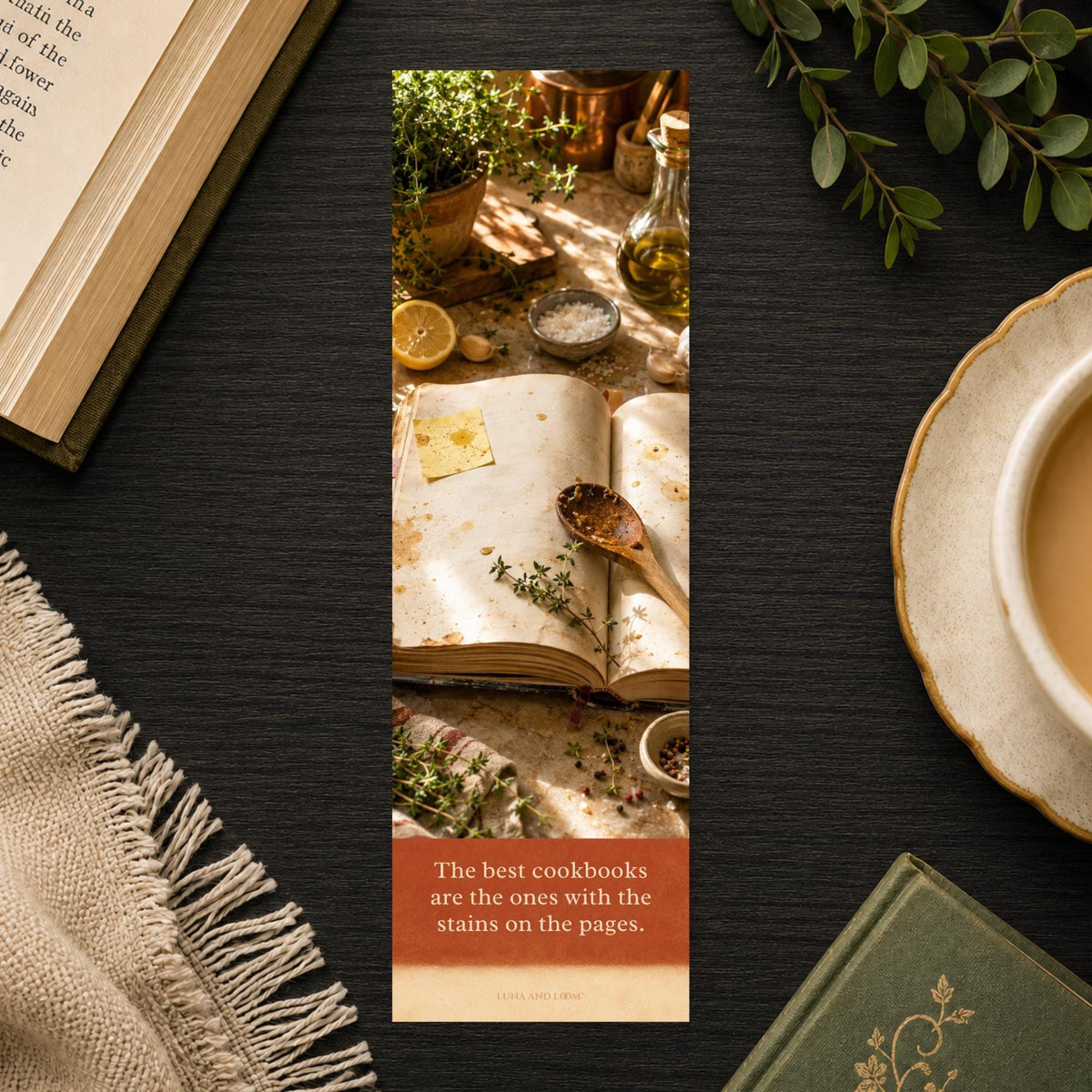 Cookbook Bookmark | Kitchen Still Life | Cookbook Lover | Food and Books Gift