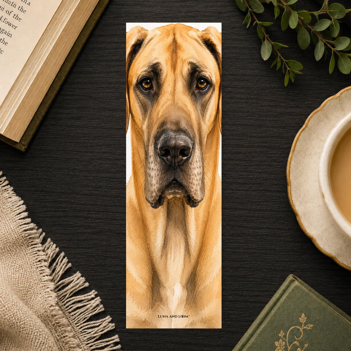 Great Dane Bookmark | Realistic Dog Portrait | Animal Lover | Watercolor Picture