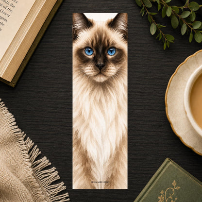 Ragdoll Bookmark | Realistic Cat Portrait | Animal Lover | Watercolor Pet Picture