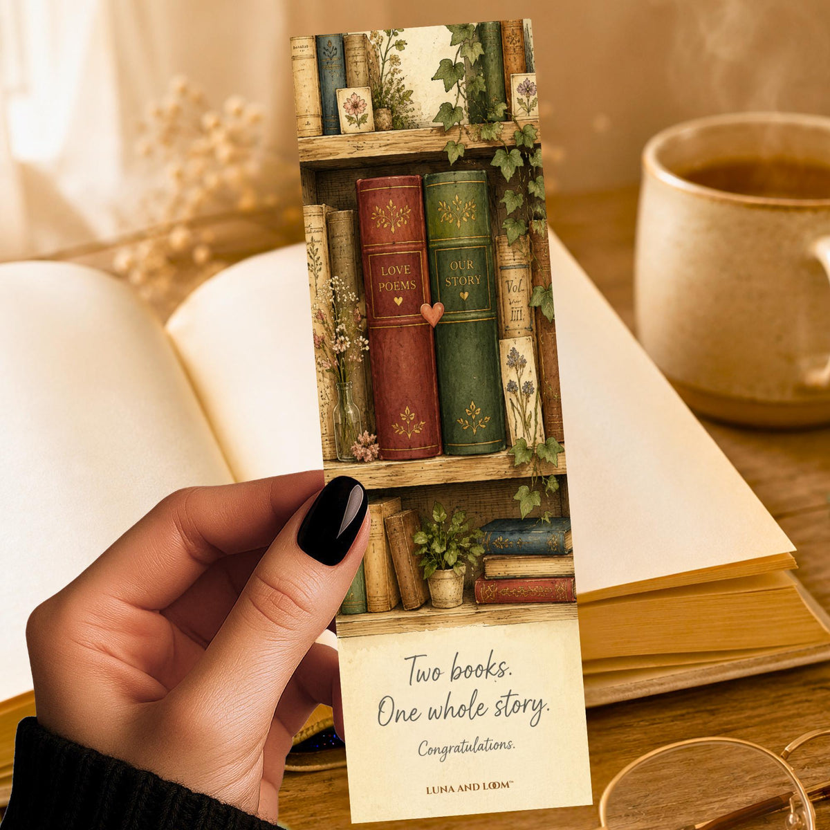 Wedding Bookmark | Two Books One Story Gift | Tender Wedding Card Alternative