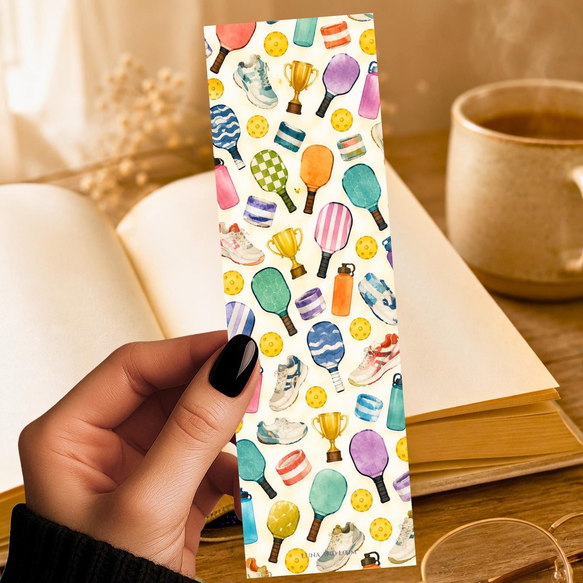 Pickleball Pattern Bookmark | Paddle Ball Sneaker Gift | Cute Sports Page Marker | Pickleball Player Book Lover Gift