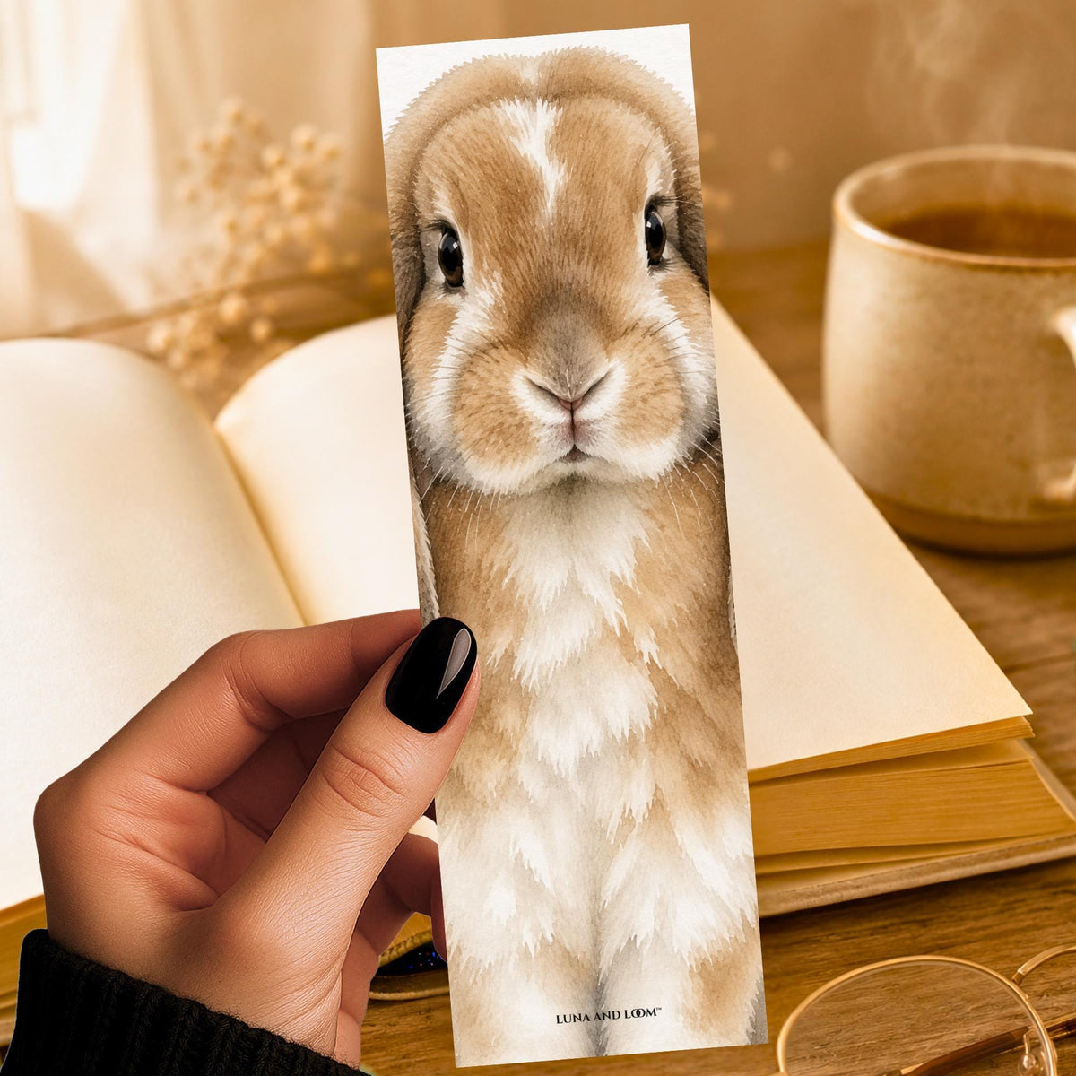Holland Lop Bunny Bookmark | Realistic Rabbit Portrait | Watercolor Pet Picture
