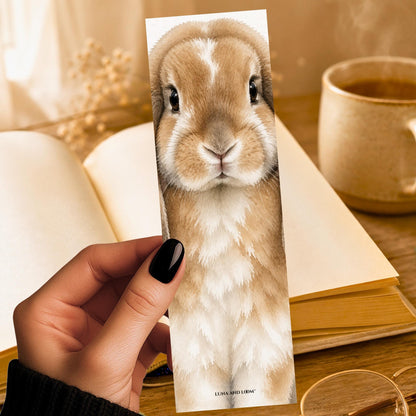 Holland Lop Bunny Bookmark | Realistic Rabbit Portrait | Watercolor Pet Picture