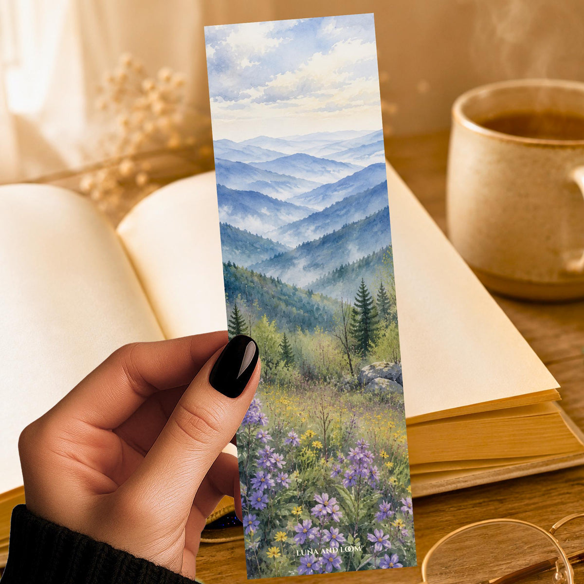 Blue Ridge Wildflowers Bookmark | Asheville Spring Gift | Mountain Overlook Page Marker | Nature Lover Book Gift