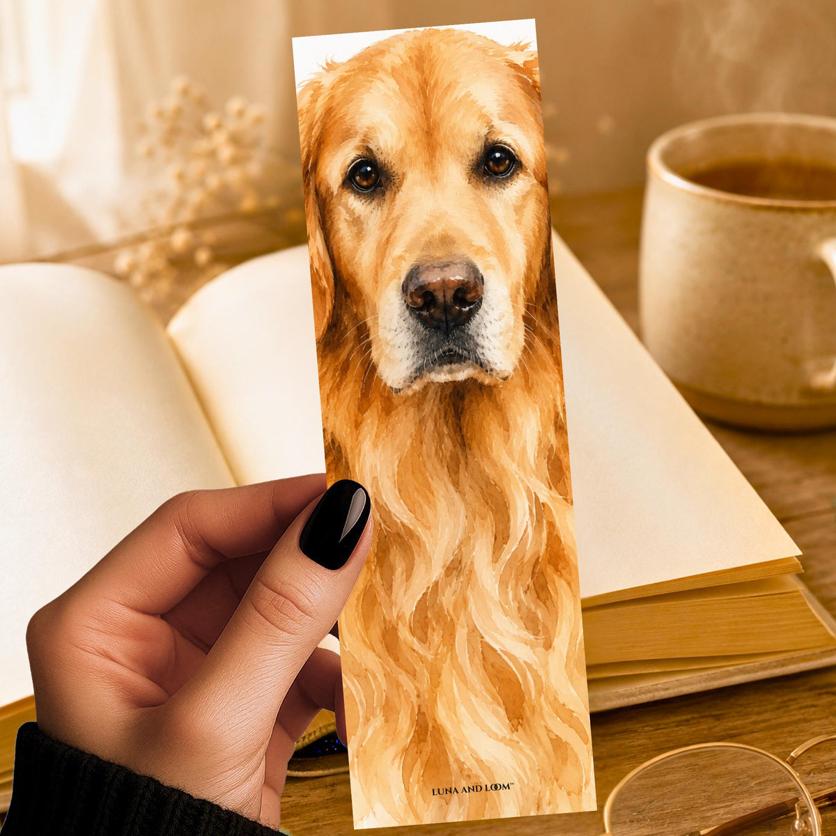 Golden Retriever Bookmark | Realistic Dob Portrait | Animal Lover | Watercolor Pet