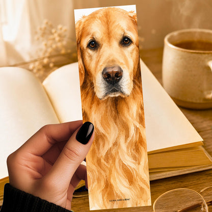 Golden Retriever Bookmark | Realistic Dob Portrait | Animal Lover | Watercolor Pet
