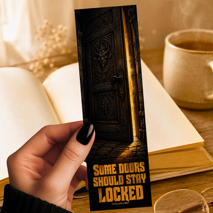 Some Doors Should Stay Locked Bookmark | Dark Fantasy Quote Gift | Carved Door Page Marker | Fae Book Gift