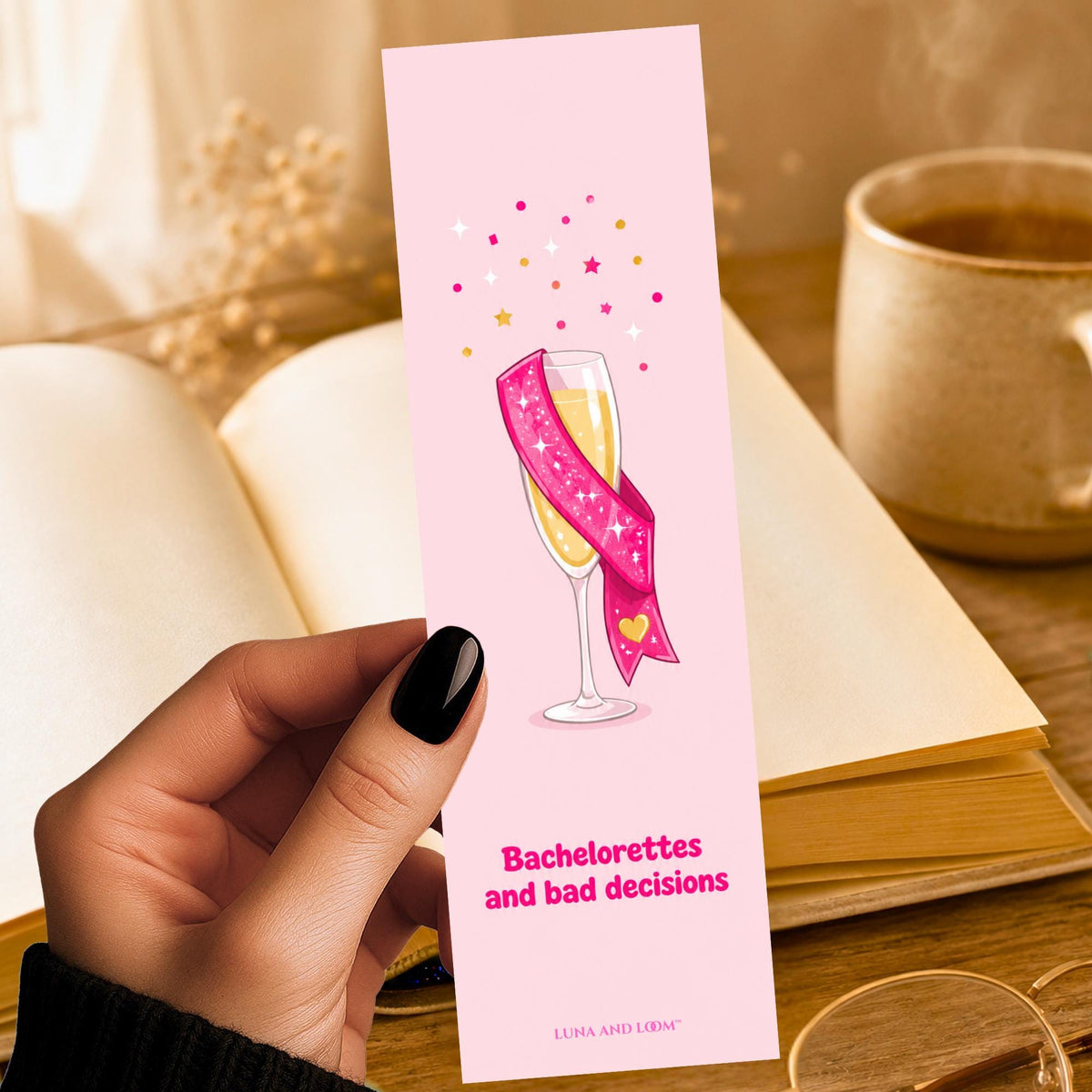 Bachelorettes And Bad Decisions Bookmark | Funny Bach Party Gift | Sash Champagne Page Marker | Bridal Gift