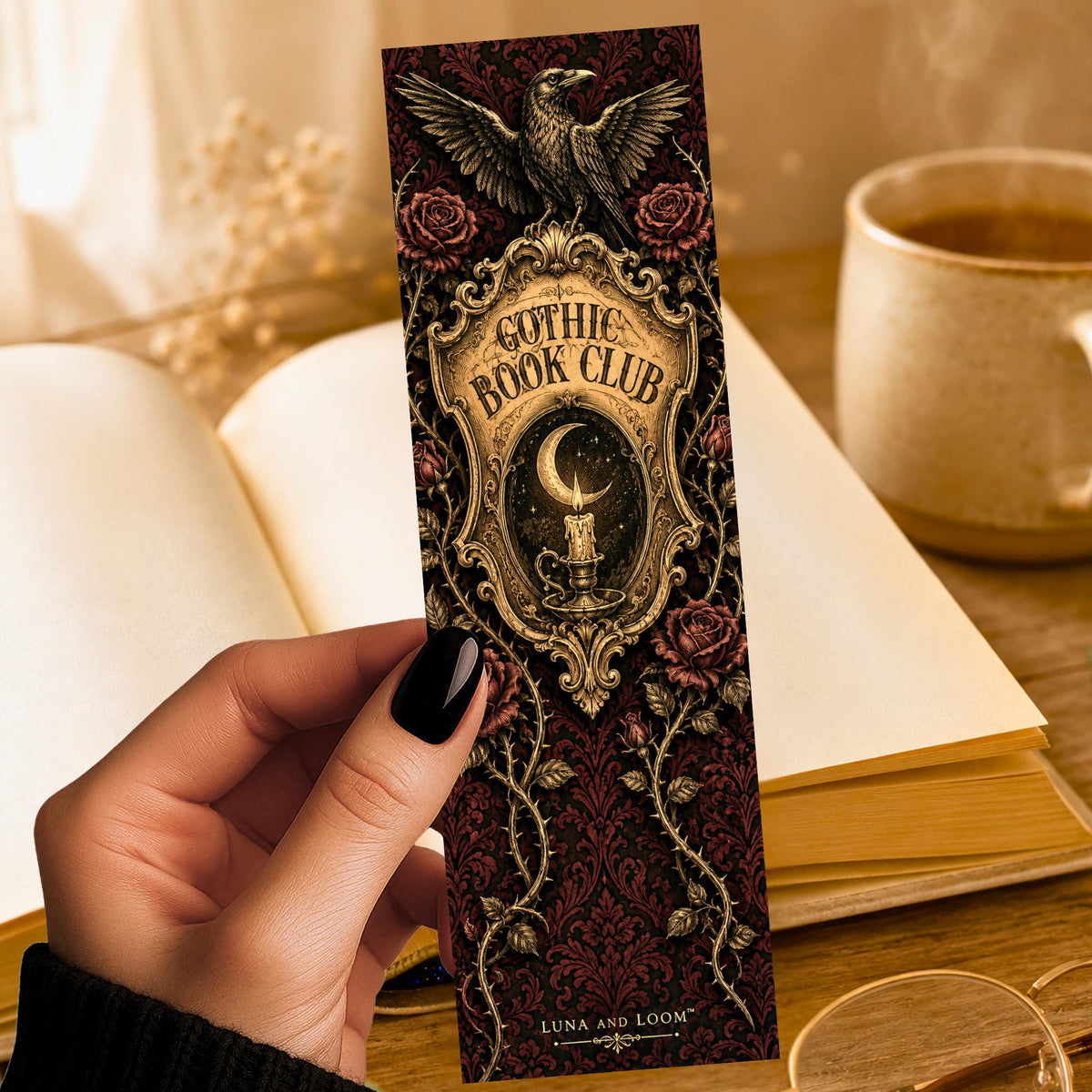 Gothic Book Club Bookmark | Dark Academia Gift | Raven Badge Page Marker | Gothic Reader Gift