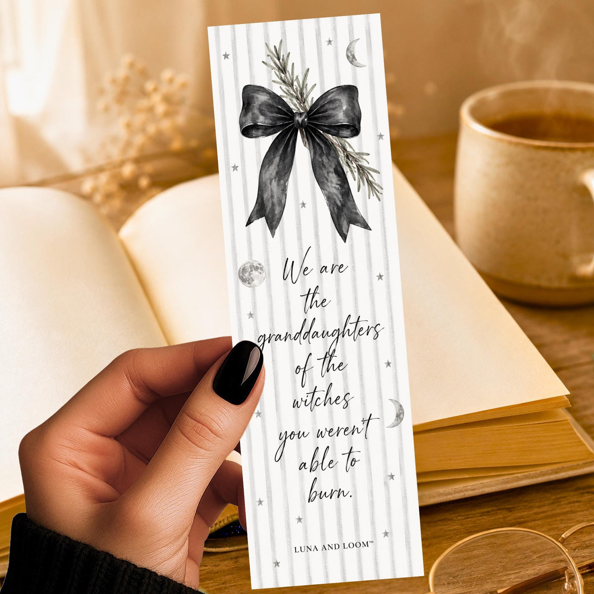 Granddaughter of Witches Bookmark | Witchy Feminist Gift | Black Bow Page Marker | Witchy Reader Gift