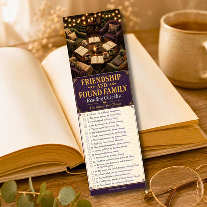 Friendship and Found Family Reading Checklist Bookmark | Cozy Literary Reader Gift