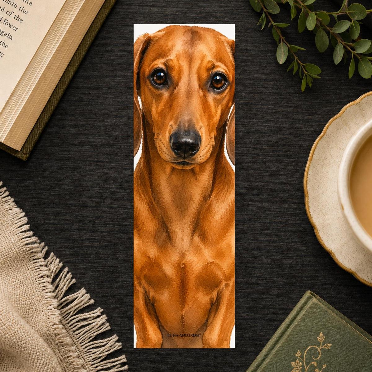Dachshund Bookmark | Realistic Dog Portrait | Watercolor Pet Bookmark