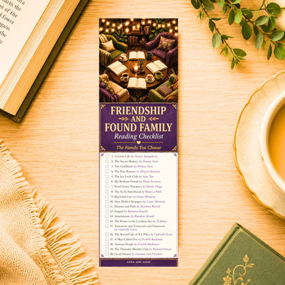 Friendship and Found Family Reading Checklist Bookmark | Cozy Literary Reader Gift