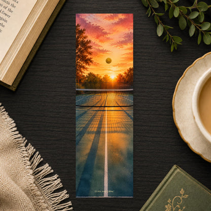 Pickleball Sunset Bookmark | Golden Hour Court Gift | Evening Game Page Marker | Paddle Sport Book Lover Gift