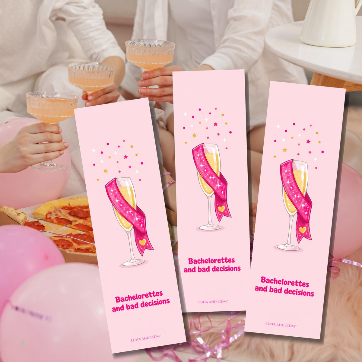 Bachelorettes And Bad Decisions Bookmark | Funny Bach Party Gift | Sash Champagne Page Marker | Bridal Gift