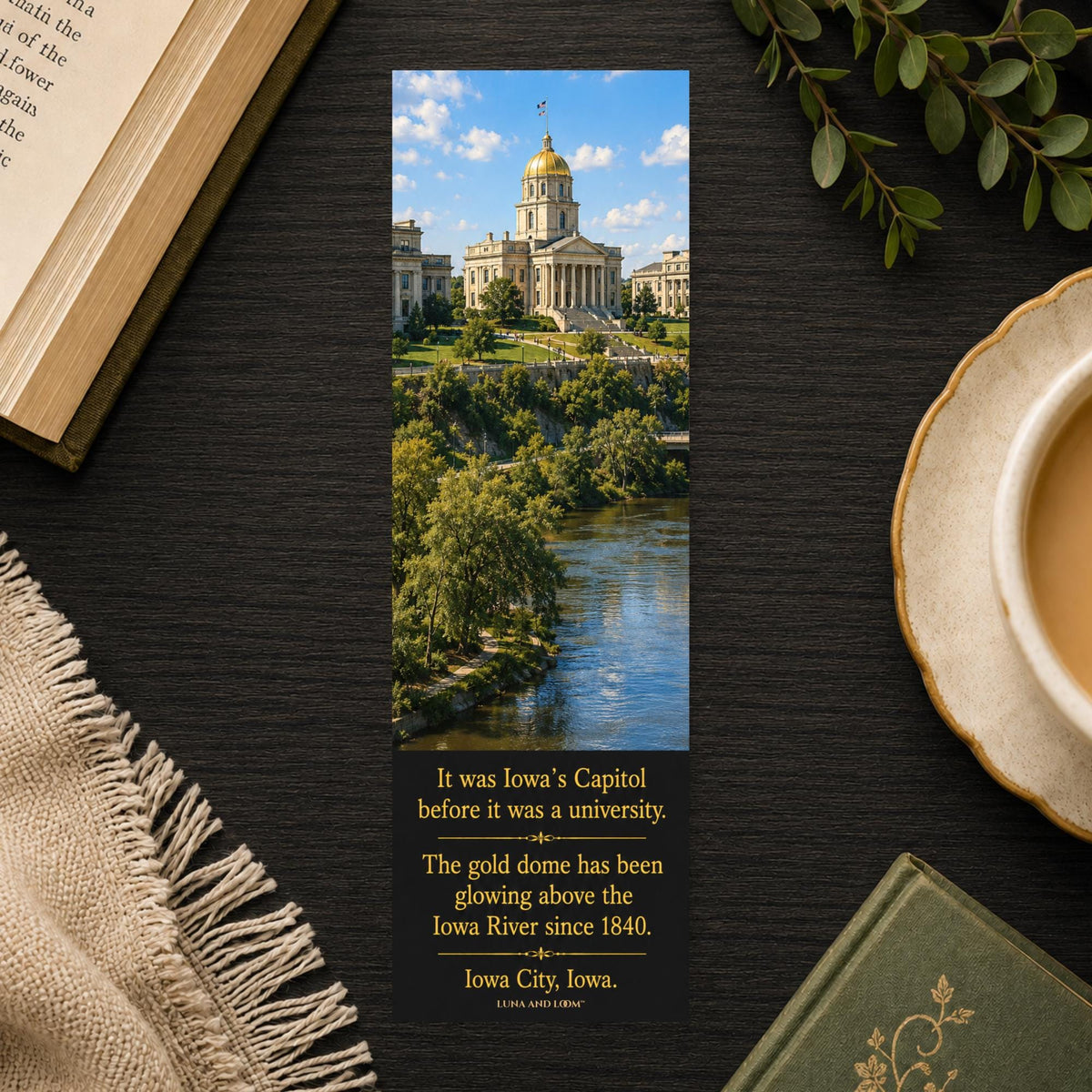 College Town Bookmark | Iowa City, Iowa | Old Capitol | Pentacrest | River | Alumni