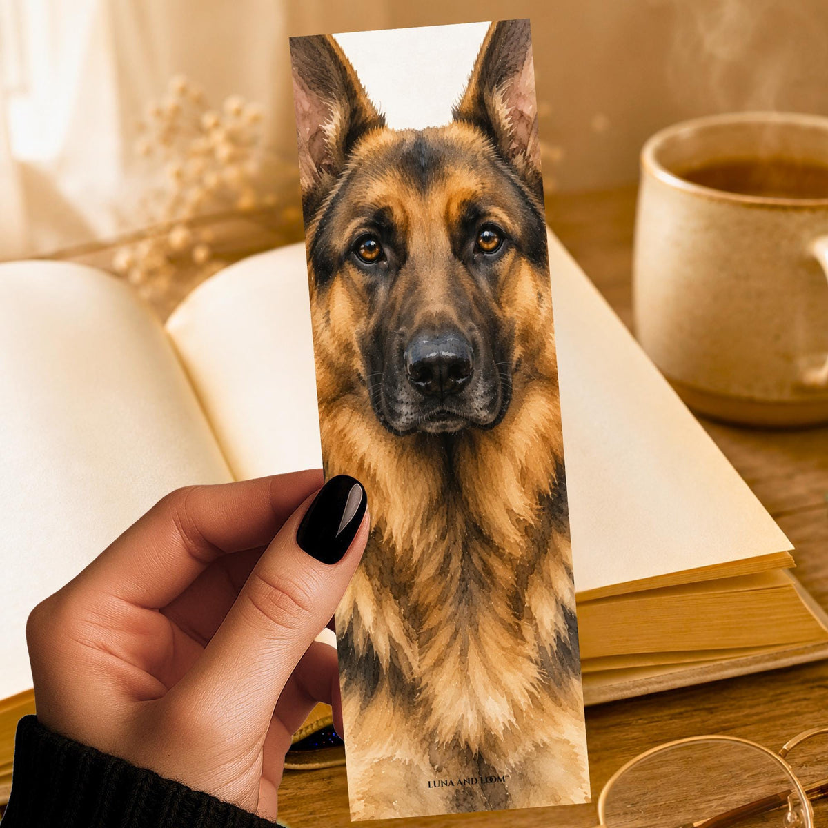 German Shepherd Bookmark | Dog Portrait | Animal Lover | Watercolor