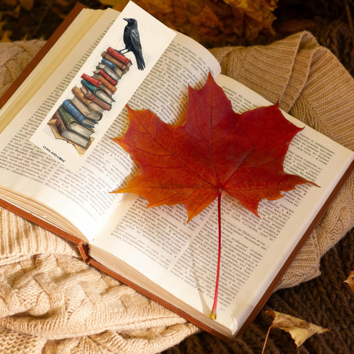 Crow & Books Bookmark | Dark Academia | Raven Reader Gift | Gothic Literary Bookmark | Book Love | Luna And Loom
