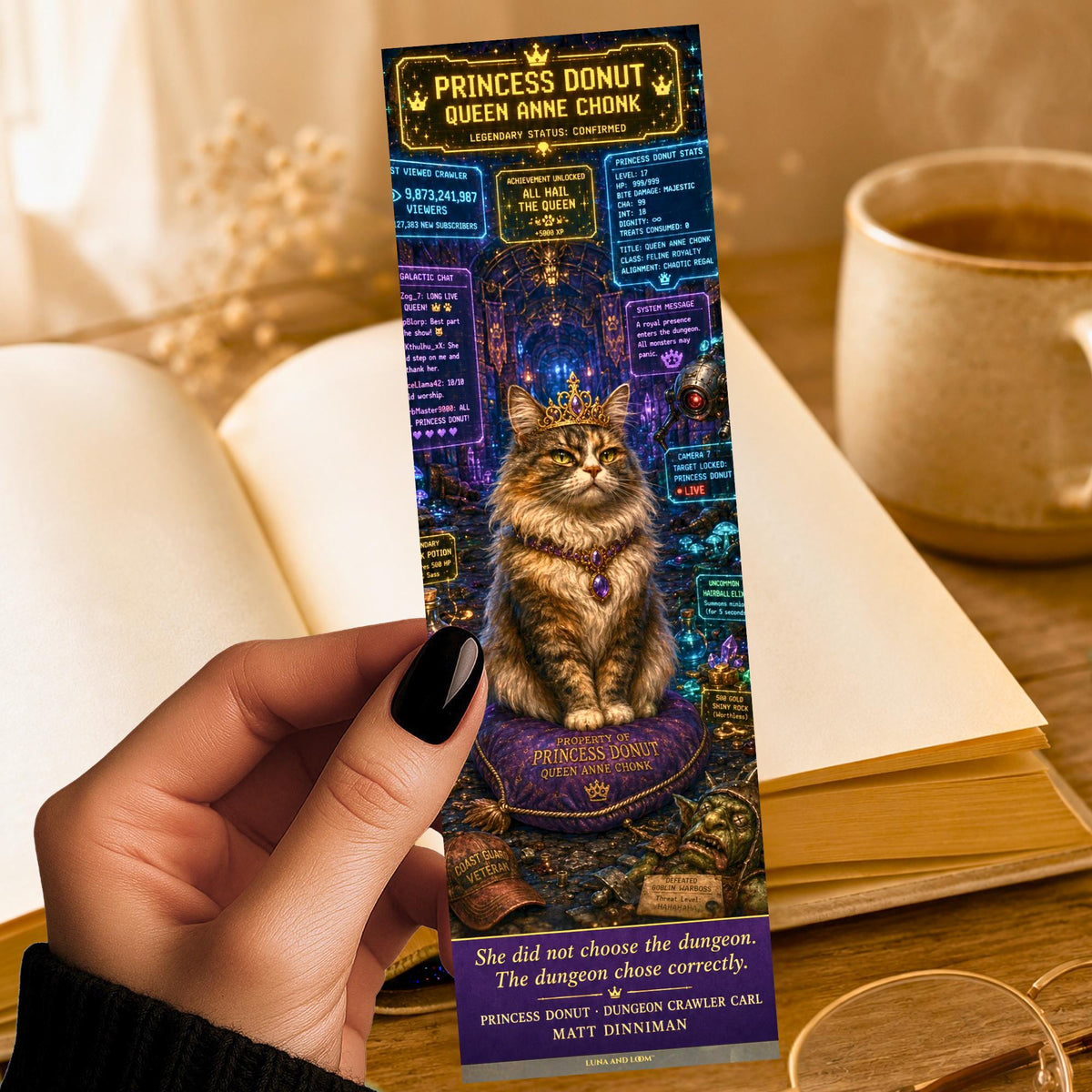 Princess  Bookmark | Dungeon | Crawler | Doughnut | Cat with a Tiara